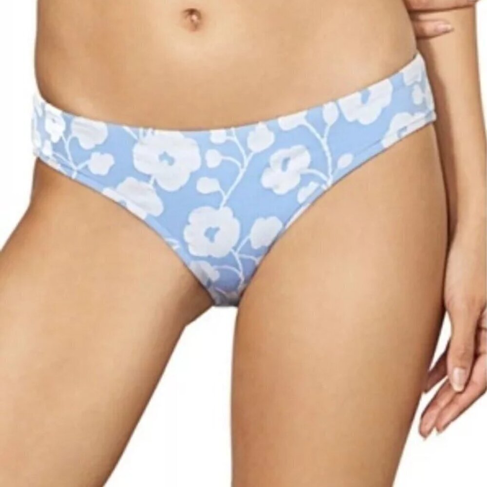 NWT Robin Piccone Sadie Clean Finish Jacquard Texture Bikini Bottoms in Sky Blue